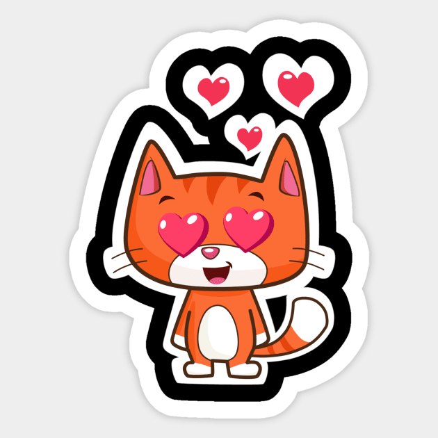 Kawaii Adorable Cat Heart Eyes Animal Lover Pet Owner Gift Sticker by twizzler3b